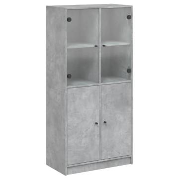 Highboard with Doors Concrete Grey 68x37x142 cm Engineered Wood