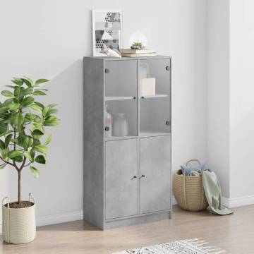 Highboard with Doors Concrete Grey 68x37x142 cm Engineered Wood