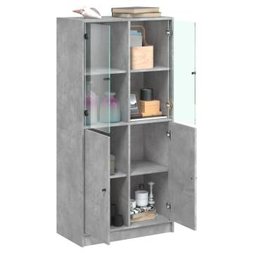 Highboard with Doors Concrete Grey 68x37x142 cm Engineered Wood