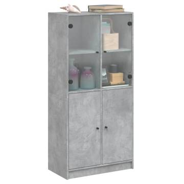 Highboard with Doors Concrete Grey 68x37x142 cm Engineered Wood