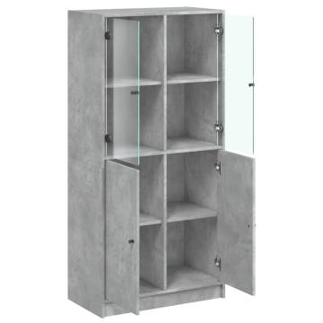 Highboard with Doors Concrete Grey 68x37x142 cm Engineered Wood