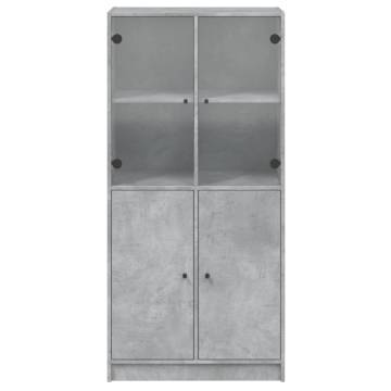 Highboard with Doors Concrete Grey 68x37x142 cm Engineered Wood