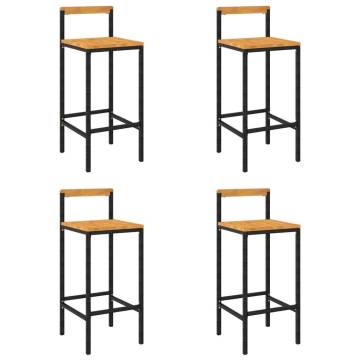 Bar Stools 4 pcs Black Poly Rattan and Solid Wood Acacia