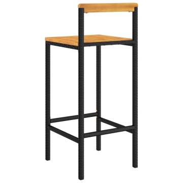 Bar Stools 4 pcs Black Poly Rattan and Solid Wood Acacia