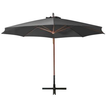 Hanging Parasol with Pole Anthracite 3.5x2.9 m Solid Fir Wood