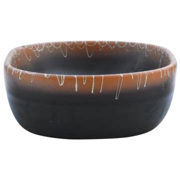 Countertop Basin Black and Orange Oval 47x33x13 cm Ceramic