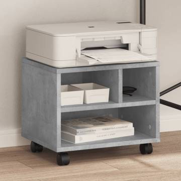 Printer Stand with Wheels Concrete Grey 41x32x34,5 cm