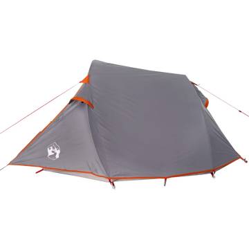 Camping Tent Tunnel 3-Person Grey and Orange Waterproof