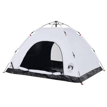 Camping Tent 4-Person White Blackout Fabric Quick Release