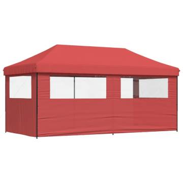 Foldable Party Tent Pop-Up with 3 Sidewalls Burgundy