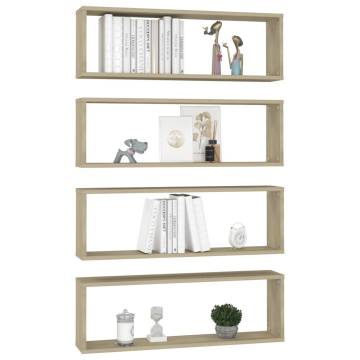 Wall Cube Shelf 4 pcs Sonoma Oak 80x15x26.5 cm Engineered Wood