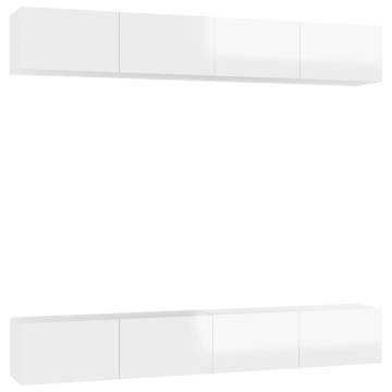 TV Cabinets 4 pcs High Gloss White 100x30x30 cm Engineered Wood