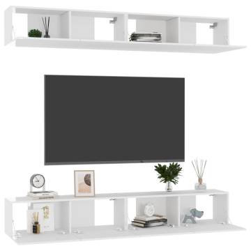 TV Cabinets 4 pcs High Gloss White 100x30x30 cm Engineered Wood