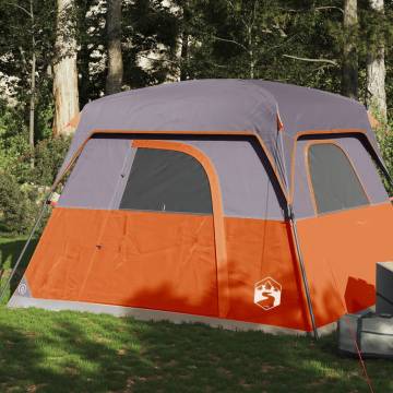 Camping Tent Cabin 4-Person Grey and Orange Waterproof