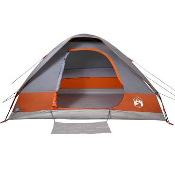 Camping Tent Dome 4-Person Grey and Orange Waterproof