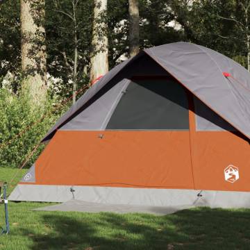 Family Tent Dome 6-Person Grey and Orange Waterproof