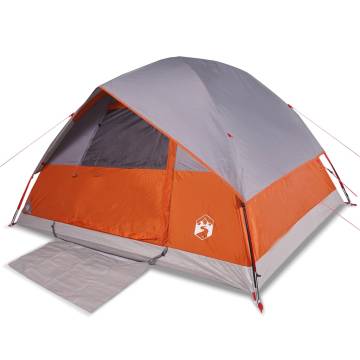 Family Tent Dome 6-Person Grey and Orange Waterproof