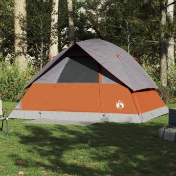 Family Tent Dome 6-Person Grey and Orange Waterproof