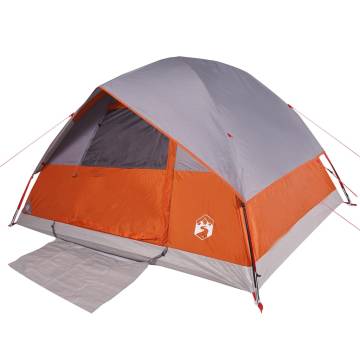 Family Tent Dome 6-Person Grey and Orange Waterproof