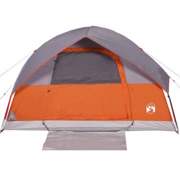 Family Tent Dome 6-Person Grey and Orange Waterproof