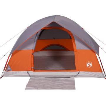 Family Tent Dome 6-Person Grey and Orange Waterproof