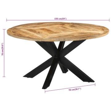 Dining Table Ø150x76 cm Solid Rough Wood Mango