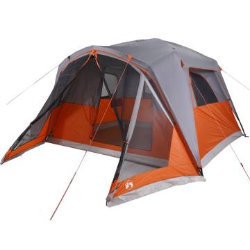 Family Tent with Porch 6-Person Grey and Orange Waterproof