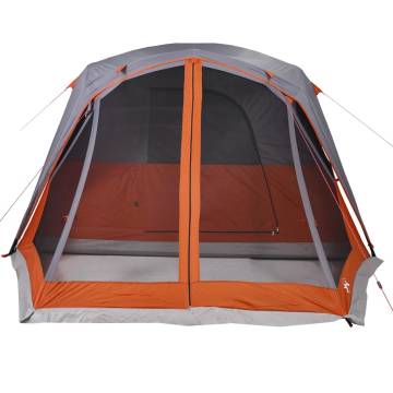 Family Tent with Porch 6-Person Grey and Orange Waterproof