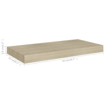 Floating Wall Shelves 2 pcs Oak 50x23x3.8 cm MDF