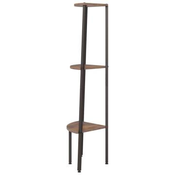 3-Tier Corner Shelf Dark Brown and Black 45.5x31.5x120 cm