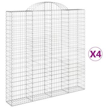 Arched Gabion Baskets 4 pcs 200x30x200/220 cm Galvanised Iron