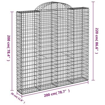 Arched Gabion Baskets 4 pcs 200x30x200/220 cm Galvanised Iron