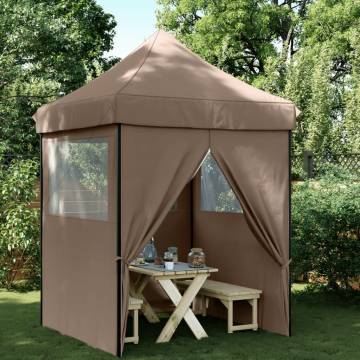 Foldable Party Tent Pop-Up with 4 Sidewalls Brown