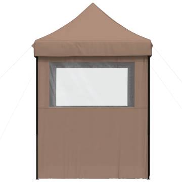 Foldable Party Tent Pop-Up with 4 Sidewalls Brown