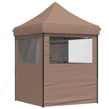 Foldable Party Tent Pop-Up with 4 Sidewalls Brown