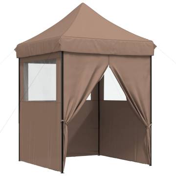 Foldable Party Tent Pop-Up with 4 Sidewalls Brown