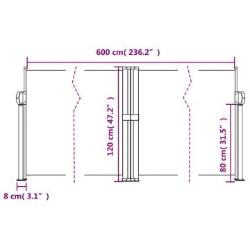 Retractable Side Awning White 120x600 cm