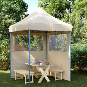 Foldable Party Tent Pop-Up with 2 Sidewalls Beige