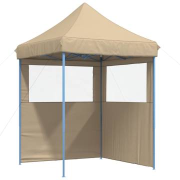 Foldable Party Tent Pop-Up with 2 Sidewalls Beige