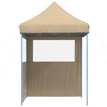 Foldable Party Tent Pop-Up with 2 Sidewalls Beige