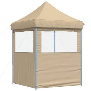 Foldable Party Tent Pop-Up with 2 Sidewalls Beige