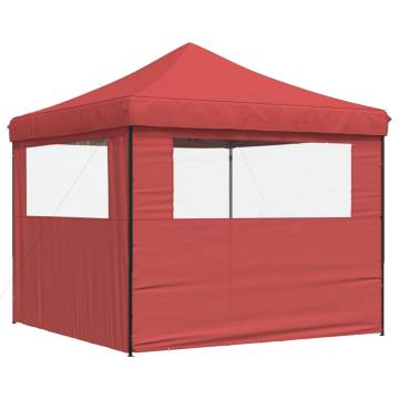 Foldable Party Tent Pop-Up with 2 Sidewalls Burgundy