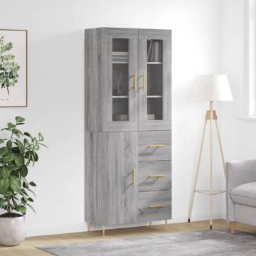 Highboard Grey Sonoma 69.5x34x180 cm Engineered Wood