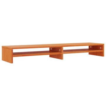 Monitor Stand Wax Brown 100x24x13 cm Solid Wood Pine