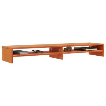 Monitor Stand Wax Brown 100x24x13 cm Solid Wood Pine