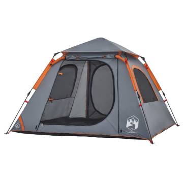 Camping Tent Dome 4-Person Grey and Orange Quick Release