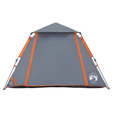 Camping Tent Dome 4-Person Grey and Orange Quick Release