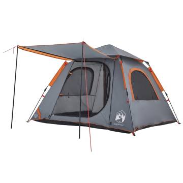 Camping Tent Dome 4-Person Grey and Orange Quick Release