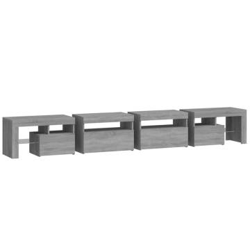 TV Cabinet with LED Lights Grey Sonoma 260x36.5x40 cm