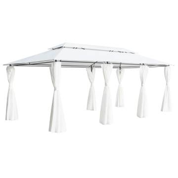 Gazebo with Curtains 600x298x270 cm White 180g/m²